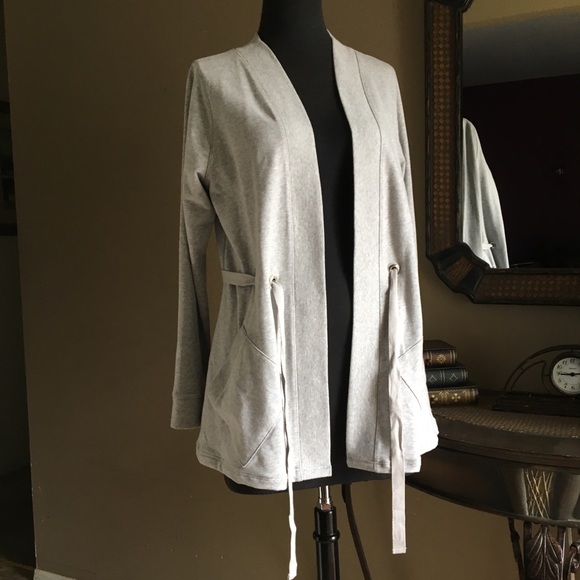 Heather Grey Tie-wrap Sweatshirt Jacket Size Large - Picture 2 of 8